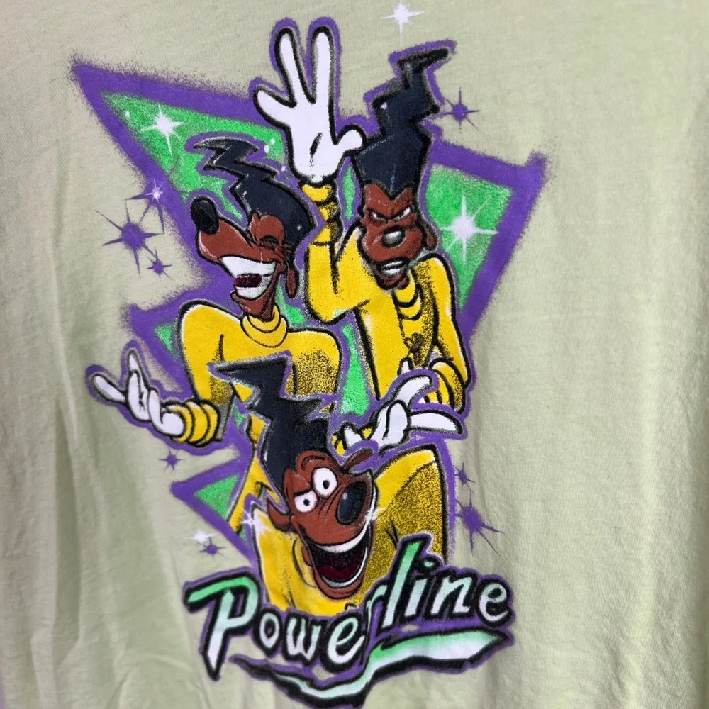 Disney Goofy Max Powerline Graphic T Shirt Light Green Mens Size LG‎